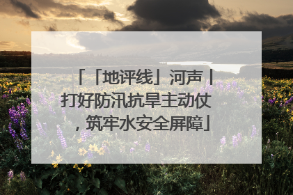 「地评线」河声丨打好防汛抗旱主动仗，筑牢水安全屏障