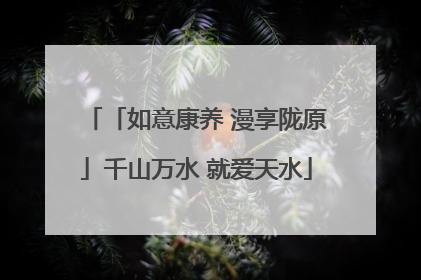 「如意康养 漫享陇原」千山万水 就爱天水