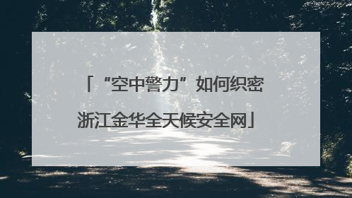 “空中警力”如何织密浙江金华全天候安全网