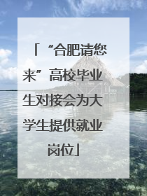 “合肥请您来”高校毕业生对接会为大学生提供就业岗位