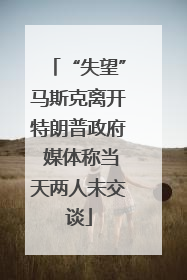 “失望”马斯克离开特朗普政府 媒体称当天两人未交谈