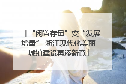 “闲置存量”变“发展增量” 浙江现代化美丽城镇建设再添新意