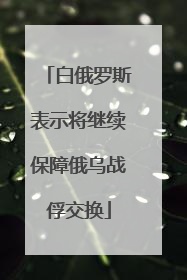 白俄罗斯表示将继续保障俄乌战俘交换