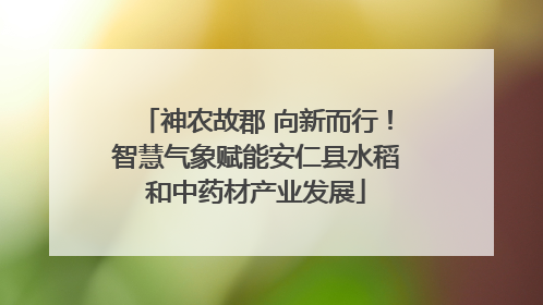 神农故郡 向新而行！智慧气象赋能安仁县水稻和中药材产业发展
