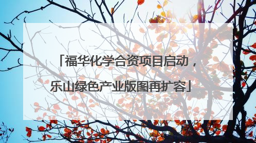 福华化学合资项目启动，乐山绿色产业版图再扩容