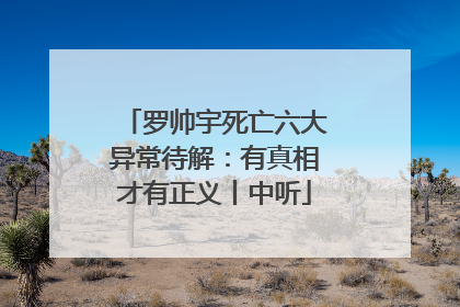 罗帅宇死亡六大异常待解：有真相才有正义丨中听