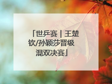 世乒赛｜王楚钦/孙颖莎晋级混双决赛