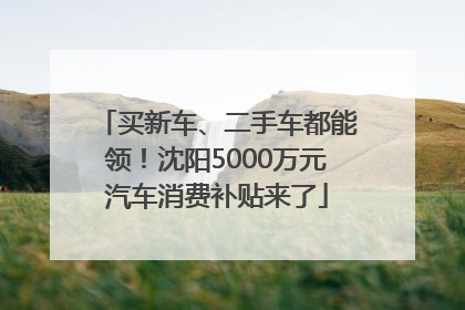 买新车、二手车都能领！沈阳5000万元汽车消费补贴来了