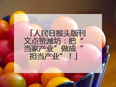 人民日报头版刊文点赞潍坊：把“当家产业”做成“担当产业”！