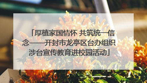 厚植家国情怀 共筑统一信念——开封市龙亭区台办组织涉台宣传教育进校园活动