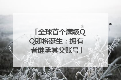 全球首个满级QQ即将诞生：拥有者继承其父账号