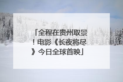 全程在贵州取景！电影《长夜将尽》今日全球首映