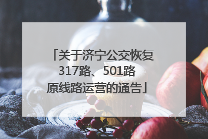 关于济宁公交恢复317路、501路原线路运营的通告