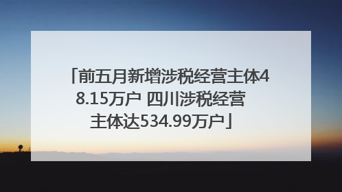 前五月新增涉税经营主体48.15万户 四川涉税经营主体达534.99万户