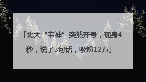 北大“韦神”突然开号，现身4秒，说了3句话，吸粉12万
