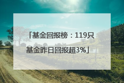 基金回报榜：119只基金昨日回报超3%