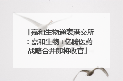 嘉和生物递表港交所：嘉和生物+亿腾医药战略合并即将收官