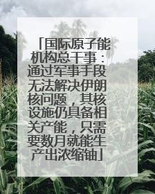 国际原子能机构总干事：通过军事手段无法解决伊朗核问题，其核设施仍具备相关产能，只需要数月就能生产出浓缩铀