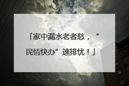 家中漏水老者愁，“民情快办”速排忧！