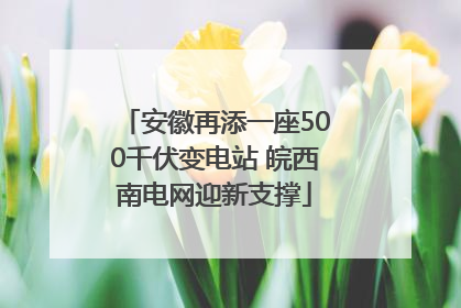 安徽再添一座500千伏变电站 皖西南电网迎新支撑