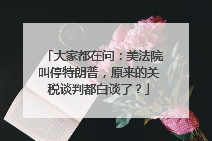 大家都在问：美法院叫停特朗普，原来的关税谈判都白谈了？