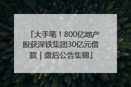 大手笔！800亿地产股获深铁集团30亿元借款｜盘后公告集锦