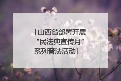 山西省部署开展“民法典宣传月”系列普法活动