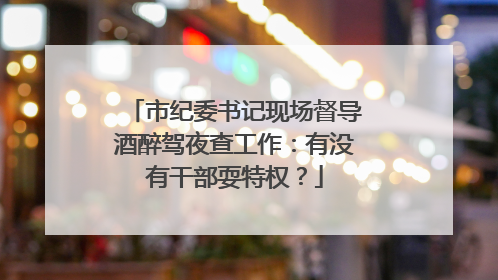 市纪委书记现场督导酒醉驾夜查工作：有没有干部耍特权？