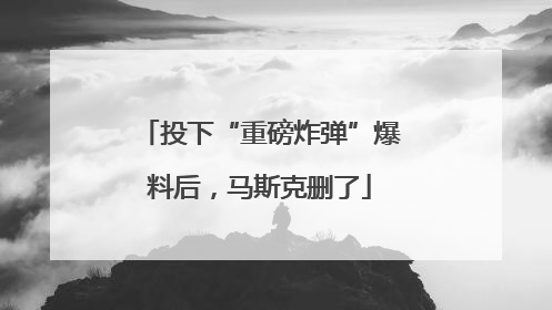 投下“重磅炸弹”爆料后，马斯克删了