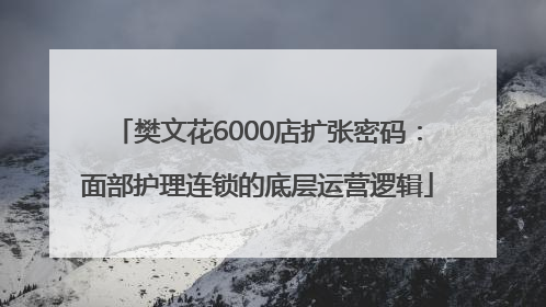 樊文花6000店扩张密码：面部护理连锁的底层运营逻辑