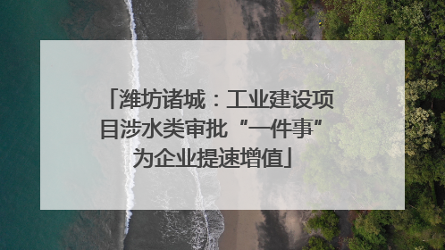 潍坊诸城：工业建设项目涉水类审批“一件事” 为企业提速增值