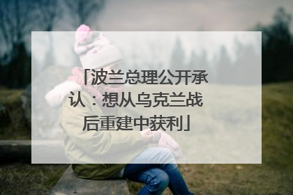 波兰总理公开承认：想从乌克兰战后重建中获利