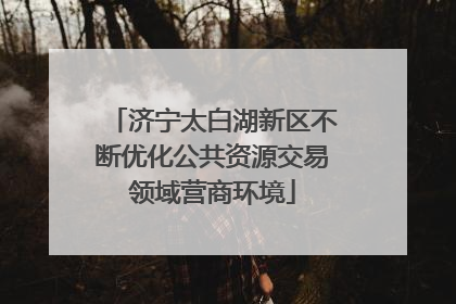 济宁太白湖新区不断优化公共资源交易领域营商环境