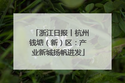 浙江日报丨杭州钱塘（新）区：产业新城扬帆进发