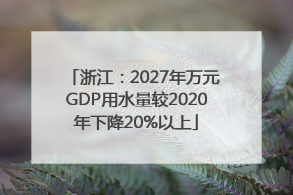浙江：2027年万元GDP用水量较2020年下降20%以上