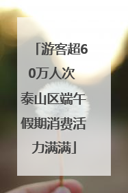 游客超60万人次 泰山区端午假期消费活力满满