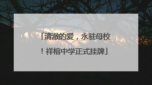 清澈的爱，永驻母校！祥榕中学正式挂牌