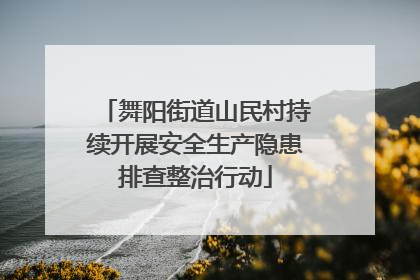 舞阳街道山民村持续开展安全生产隐患排查整治行动