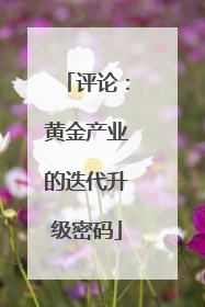 评论：黄金产业的迭代升级密码