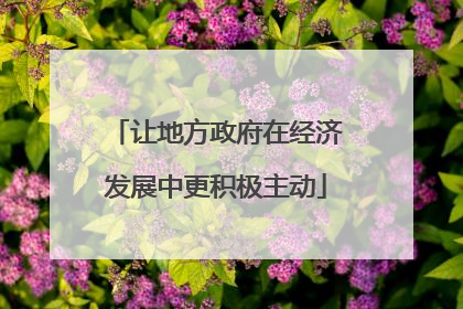 让地方政府在经济发展中更积极主动