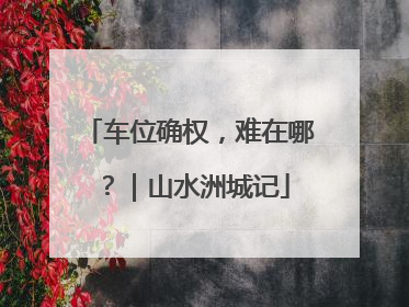 车位确权，难在哪？｜山水洲城记