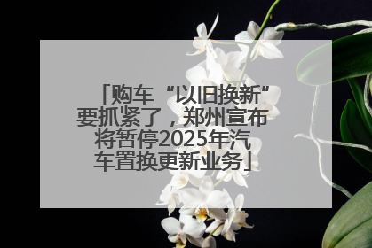 购车“以旧换新”要抓紧了，郑州宣布将暂停2025年汽车置换更新业务
