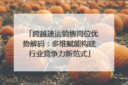 跨越速运销售岗位优势解码：多维赋能构建行业竞争力新范式
