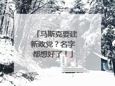 马斯克要建新政党？名字都想好了！