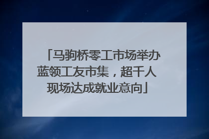 马驹桥零工市场举办蓝领工友市集，超千人现场达成就业意向