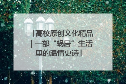 高校原创文化精品｜一部“蜗居”生活里的温情史诗
