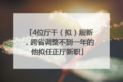 4位厅干（拟）履新，跨省调整不到一年的他拟任正厅新职